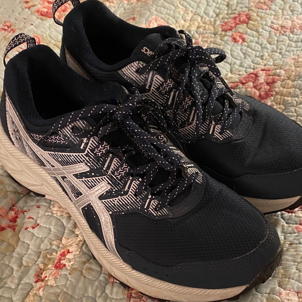 ASICS Navy and White Athletic Sneakers
